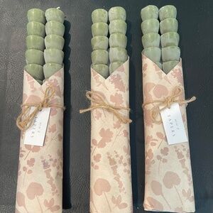 NWT Anthropologie Green Taper Candles 3 Sets of 2  12 Inches Long